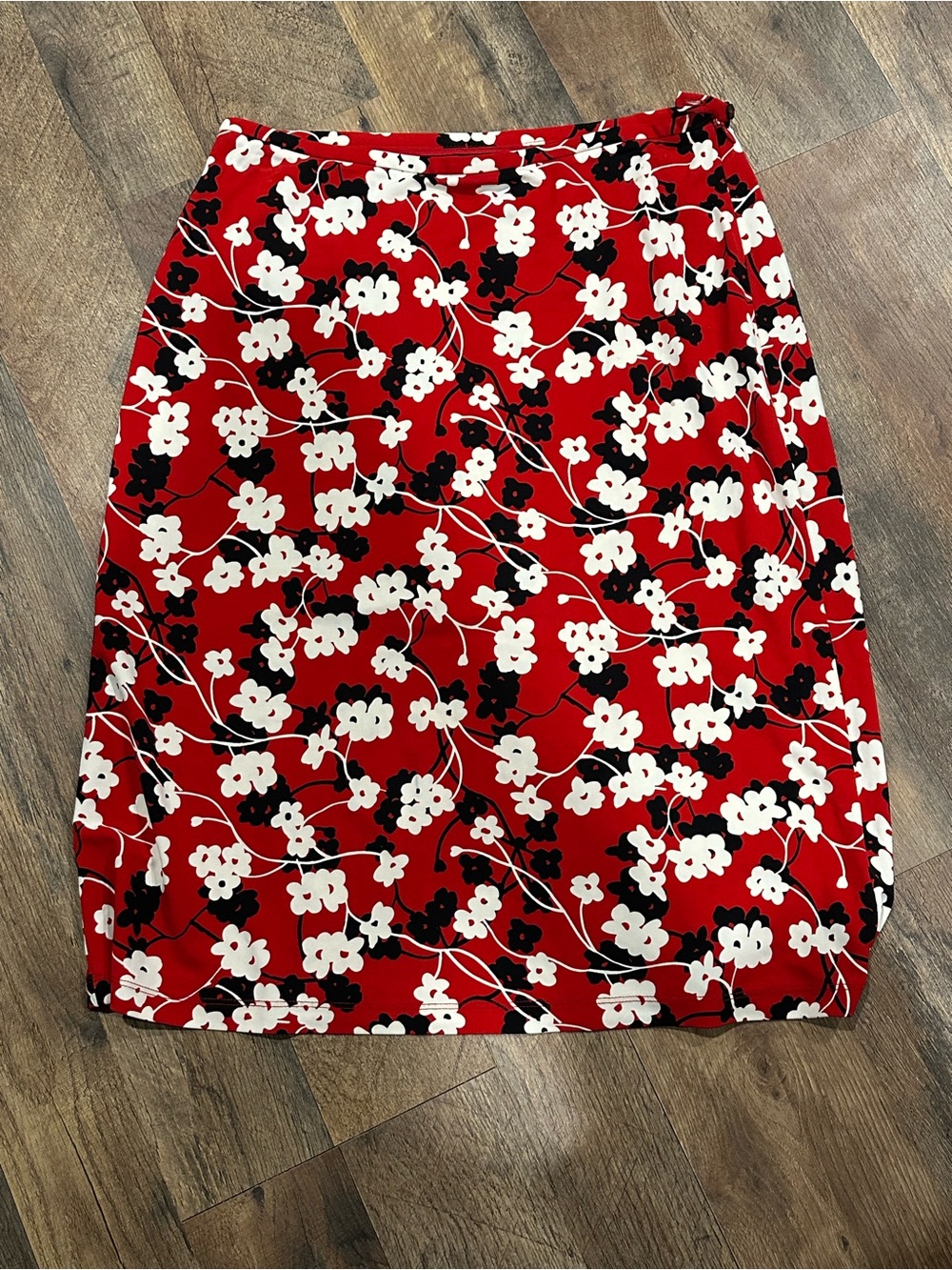 Ann Taylor Red Floral Midi Skirt